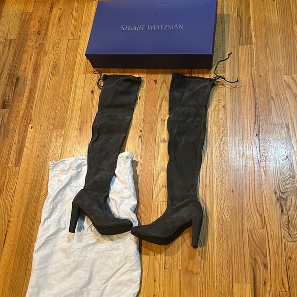 Stuart Weitzman Shoes - Stuart Weitzman Gray Highland Thigh High Boots 10m